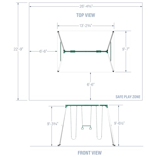 Backyard Discovery Big Brutus Galvanized Steel Swing Set Kit with Classic A-Frame, Two Belt Swings, One Trapeze Bar, Easy Assembly, Heavy-Duty Powder-Coated Steel, Weather-Resistant, Outdoor Playset