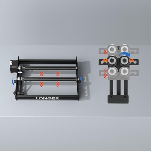 LONGER Laser Engraver Rotary Roller, Y-axis Rotary Roller 360° Rotation for Laser Engraver Engraving Cylindrical Objects Tumblers Cans Cups Bottles, Adjustable 6-200mm Diameters