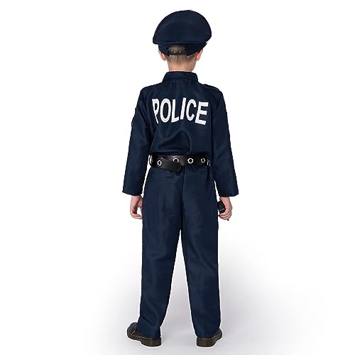 JOYIN Toy Halloween Toddler Police Costume, Police Officer Costume for Boys, Kids Cop Costume with Police Accessories for Roleplay and Dressup (Small (5-7 YRS))