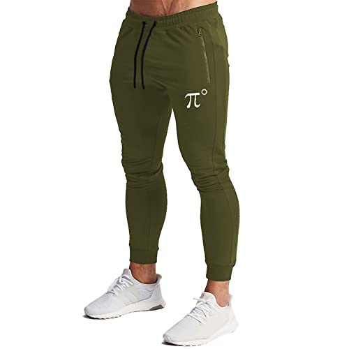 Wangdo Men's Joggers Sweatpants Gym Training Workout Pants Slim Fit with Zipper Pockets(Army Green-S)