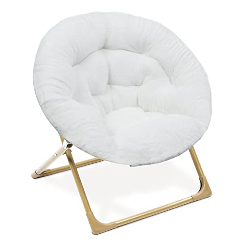 Milliard Mini Cozy Chair for Kids, Sensory Faux Fur Folding Saucer Chair for Toddlers, Black