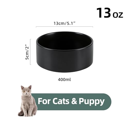 Havniva Ceramic Raised Dog and Cat Bowl Set, 2 Heights Elevated Stand, Food and Water Bowl for Small Breed Dogs, Weighted Dog Dishes, Pet Bowl(6.1'',28.7oz, White)