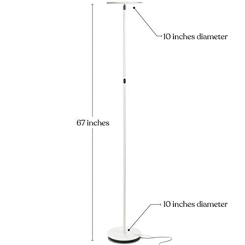 Brightech Sky Flux Dimmable LED Floor Lamp – Super Bright Floor Lamp for Living Room and Offices – Torchiere Standing Lamp with 3 Light Options, Tall Lamp for Bedroom Reading and More - White