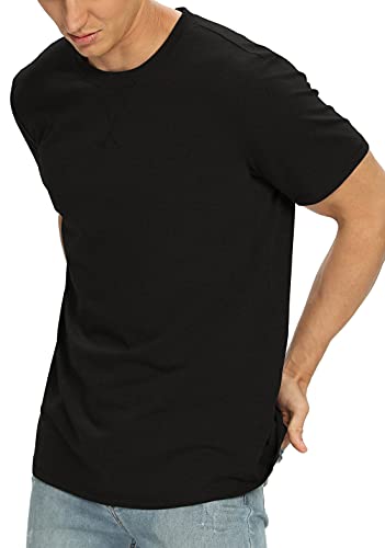 NITAGUT Men's Soft Cotton Crewneck T-Shirt Casual Long Sleeve Plain Tshirt Work Tee Shirt Small Heather Brown