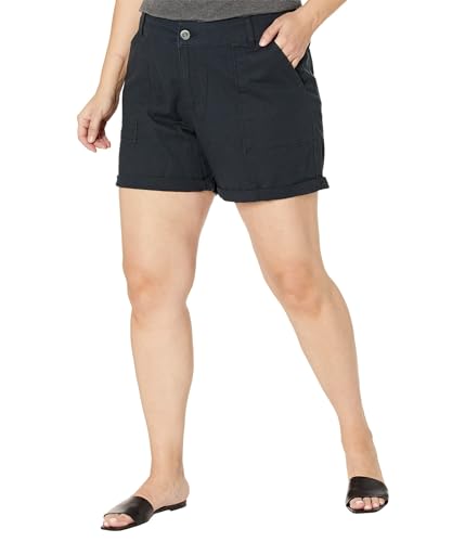 Lee Women's Legendary High Rise Relaxed Fit Rolled Short, Black, 2 Reg