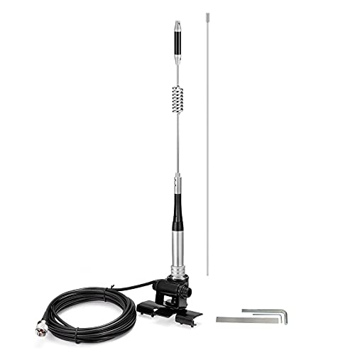 Bingfu Vehicle Mobile Ham Radio Antenna VHF UHF 136-174MHz 400-470MHz Car Truck Amateur Two Way Radio Antenna with Lip Mount Fixed Bracket PL259 Male 5m 16.5 feet RG58 Cable