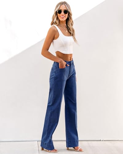 luvamia High Waisted Jeans for Women Blue Pants Women Womens Wide Leg Pants Wide Leg Jeans Women High Waisted Baggy Jeans Wide Leg Jeans for Women High Waist Size Small Size 4 6