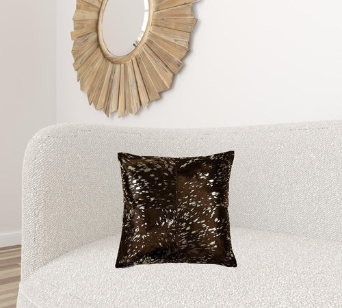 18" x 18" x 5" Gold And Chocolate Quattro Pillow
