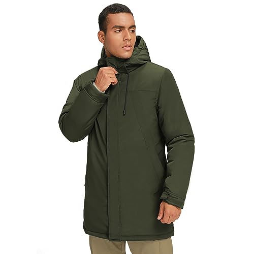 CAMELSPORTS Mens Winter Coats Long Warm Jacket with Hood Casual Quilted Puffer Parka Windproof Jackets