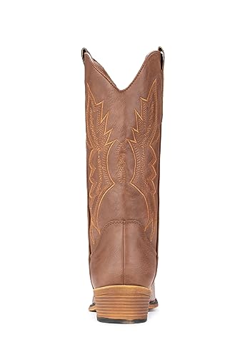 IUV Cowboy Boots For Women Western Boots Cowgirl Boots Pull On Pointy Toe Mid Calf Boots