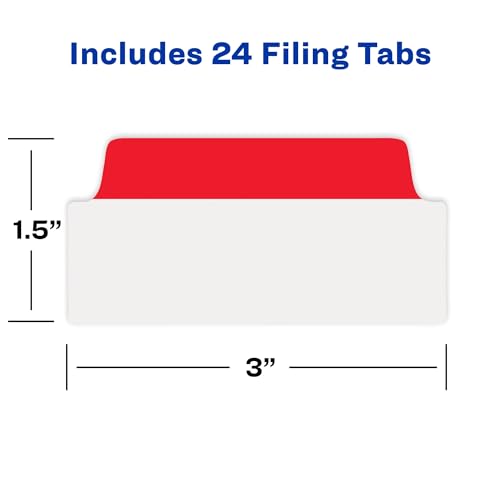 Avery Filing Ultra Tabs, 3" x 1.5", 2-Side Writable, Red/Blue/Green, 24 Repositionable File Tabs (74775)