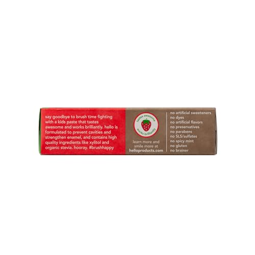 hello Kids Natural Wild Strawberry Toothpaste with Fluoride, SLS Free, ADA Accepted, Ages 2+, Vegan, 4.2 Ounces (3 Pack)