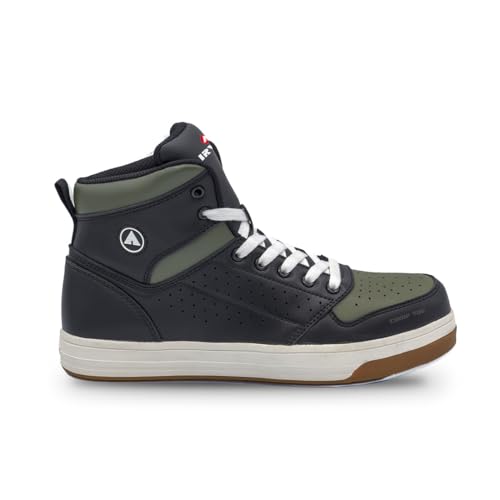 Airwalk Arena Mid Top Composite Toe Men’s Industrial Work Shoes, Black/Olive, Size 10, Medium, Comfortable & Light Work Shoes for Men, Electric Hazard, Slip Resistant