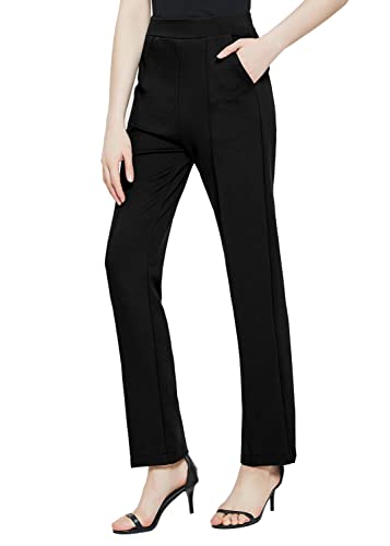 Urban CoCo Women's Yoga Dress Pants Stretchy Casual Slacks Straight Leg Work Pants with Pockets (Wine Red,M)