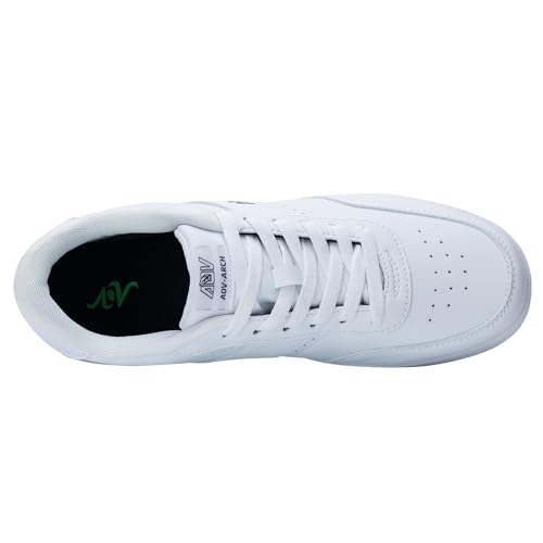 IIV Men's Fashion Sneakers, Leather Upper Walking Shoes Low Top Tennis Sneaker with Arch Support White US 10