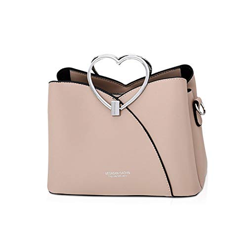 NICOLE & DORIS Fashion Handbag for Women Top Handle Bag PU Leather Messenger Bag Waterproof Shoulder Bag Ladies Crossbody Bag With Heart Shaped Handle Khaki