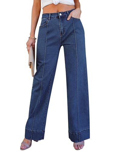 luvamia High Waisted Jeans for Women Blue Pants Women Womens Wide Leg Pants Wide Leg Jeans Women High Waisted Baggy Jeans Wide Leg Jeans for Women High Waist Size Small Size 4 6