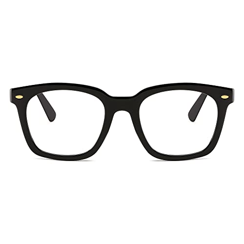FEISEDY Reading Glasses, Blue Light Blocking, Square Oversized Glasses for Women and Men, B4096(Black, 1.50x)