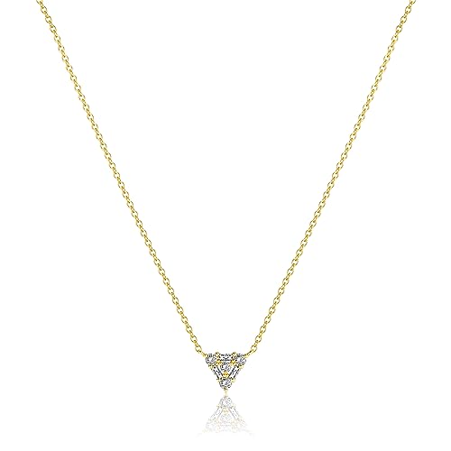 Tewiky Dainty Gold Pendant Necklace for Women, 14k Gold Filled Diamond Necklaces Minimalist Gold CZ Flower Necklace Delicate Preppy Necklace Aesthetic Gold Jewelry Cute Necklaces