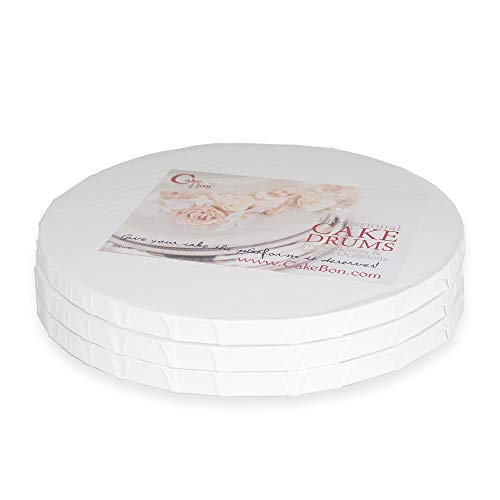 Cake Boards by Cakebon - Sturdy 1/2 Inch Thick Cake Drums - Professional Fully Wrapped Edges White 1-Pack - Cake Base Cake Boards 10 Inch Round