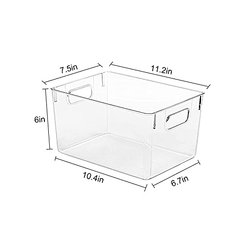 KAZIPA 4 Pack Kitchen Organizers - Clear Plastic Storage Bins for Fridge, Pantry, Cabinet, Countertops and Bathroom