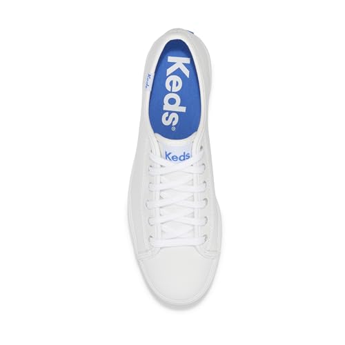 Keds Women's Triple Kick Leather Sneaker, White/Black Bottom Foxing Stripe, 9