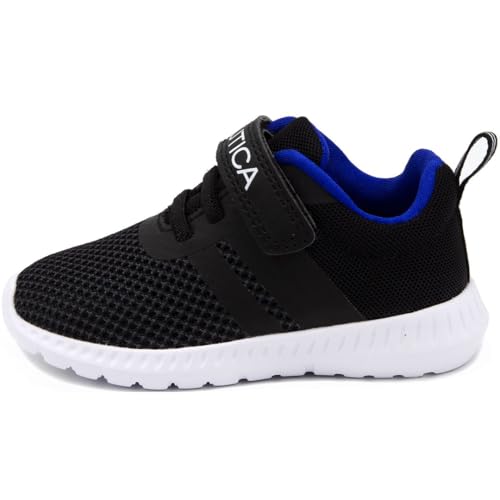 Nautica Kids Girls Fashion Sneaker Running Shoe Strap-Towhee Girls-Black/Pink-6