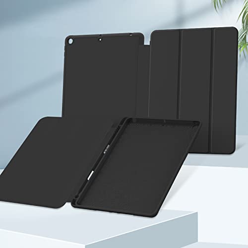 JKSML Case for iPad 9th Generation 2021/ iPad 8th Generation 2020/ iPad 7th Generation 2019, Protective Case with Pencil Holder for iPad 9/8/7, Case for iPad 10.2 Inch, Auto Sleep/Wake, Black