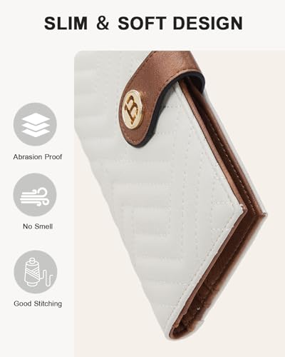 BOSTANTEN Slim Wallet Women Leather RFID Blocking Credit Card Holder Bifold Thin Wallet with Zipper Pocket Beige&Brown