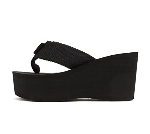 Soda Womens Oxley-S Flip Flop Sandals,Black Pu,6.5