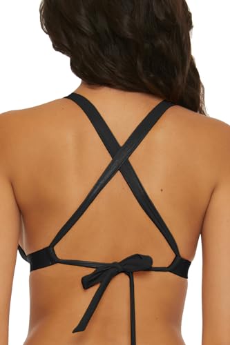 BCA by Rebecca Virtue Liana - Women's Shirred Bikini Top, Crossback Halter Top, Shirred Cups and Adjustable Straps, Sexy Swimwear Separates for Women, Taffy, Medium