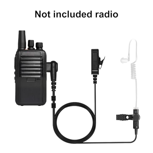 10PCS Walkie-Talkie-Compatible 2-Pin Earpiece with Mic, Covert Air Tube Design, Big PPT Compatible for CP185, CP200, CP200D, RDM2070D, BPR40, Black, Ideal for Professional Communication