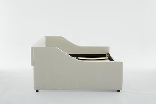 Rosevera Adrie Linen Upholstered Daybed with Button Tufting for Living Room Bedroom, Twin, Nature Beige