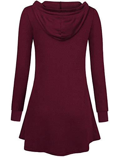 Miusey Womens Zip Up Long Hoodie Jacket Tunic Sweatshirt Open Front Cardigan (Large, Gray-2)