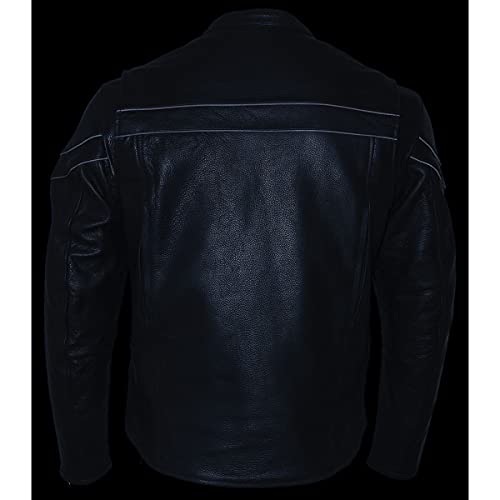Milwaukee Leather SH1408 Men's Sporty Crossover Vented Black Motorcycle Leather Scooter Jacket - Small