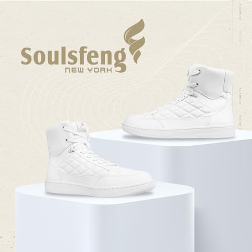 Soulsfeng Men's Women's High Top Fashion Sneakers Ankle Boots Walking Tennis Platform Leather Sneaker Red 47.5