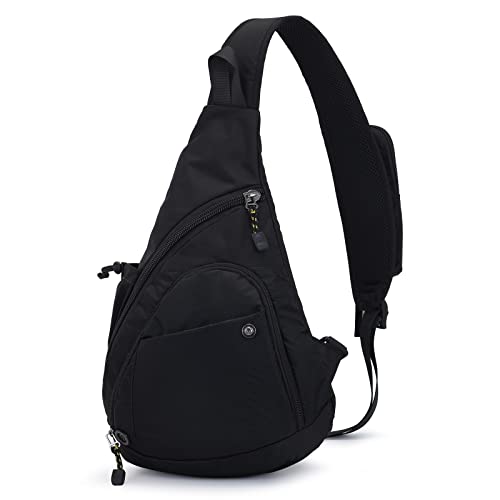 Peicees Sling Bag for Men Women Shoulder Bag Backpack Strap Pockets for Iphone13 Chest Bag for Running Hiking Camping Exercise Outdoor