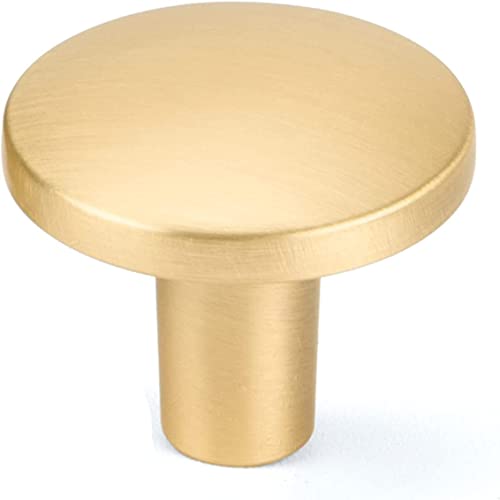 Haliwu 5 Pack Gold Cabinet Knobs Brushed Brass Dresser Drawer Knobs Round Gold Kitchen Cabinet Hardware Zinc Alloy