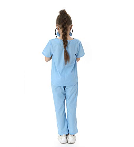 Lingway Toys Kids Blue Cotton Dr.Scrubs Costume Soft Material Realistic Suit for Children's Pretend Play 3-4years