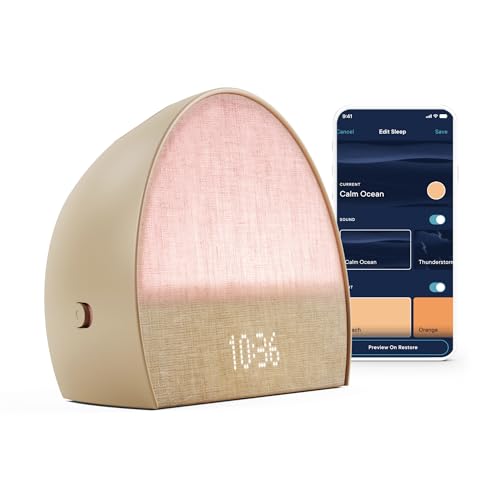 Hatch Restore 2 Sunrise Alarm Clock, Sound Machine, Smart Light (Latte) ć¼ Your Smart Sleep Clock, White Noise, Customizable Sleep Routines for Adults, Unwind Gently, Dimmable Clock, Wake Up Energized
