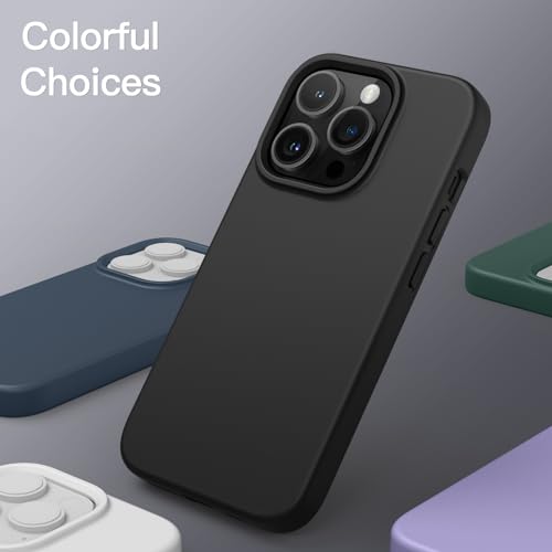 JETech Silicone Case for iPhone 14 Pro 6.1-Inch, Silky-Soft Touch Full-Body Protective Phone Case, Shockproof Cover with Microfiber Lining (Black)