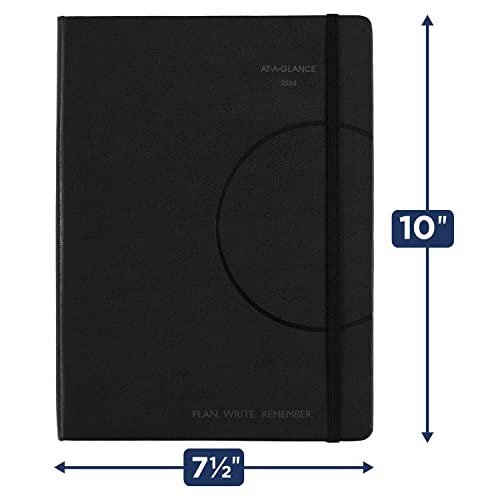AT-A-GLANCE 2024 Weekly & Monthly Appointment Book Planner, Plan. Write. Remember. 7-1/2" x 10", Large, Casebound, Black (7069500524)
