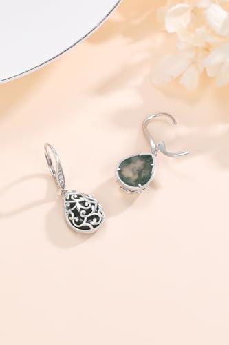 Dangle Earrings for Women Teen Sterling Silver Garnet Leverback Earrings Minimalist Hypoallergenic Earrings for Sensitive Ears Dangle Drop Jewelry for Birthday Anniversary