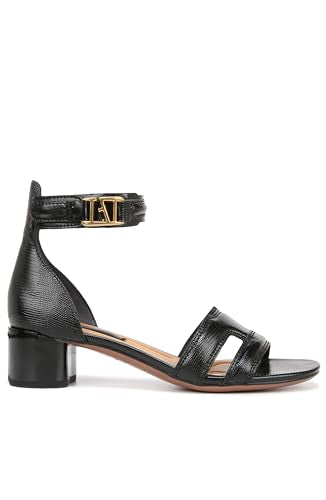 Franco Sarto Womens Nora Ankle Strap Low Block Heel Sandal Black Smooth 8.5 M