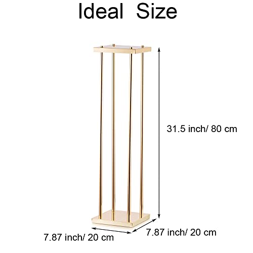 Wedding Centerpieces for Tables Vase Stand - 2 Pcs Gold Column Flower Stand, 31.5in Metal Tall Vases for Centerpieces, Geometric Flower Vase Rack for Wedding Decorations, Birthday, Event, Home Decor