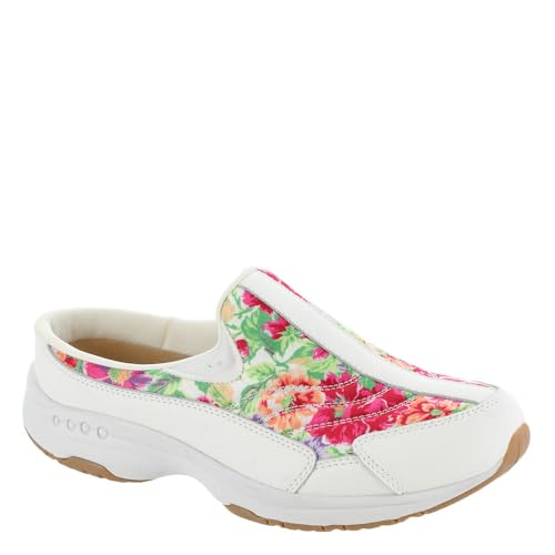 Easy Spirit Women's Traveltime703 Mule, White-Bloom-Multi, 8.5