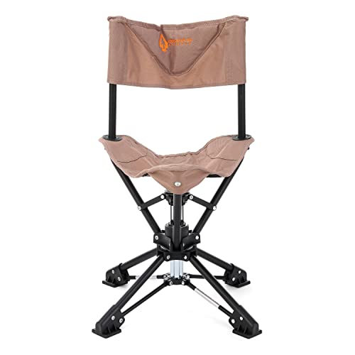 ARROWHEAD OUTDOOR 360° Degree Swivel Hunting Chair Stool Seat, Perfect for Blinds, No Sink Feet, Supports up to 450lbs, Carrying Case, Steel Frame, Fishing, High-Grade 600D Canvas, USA-Based Support