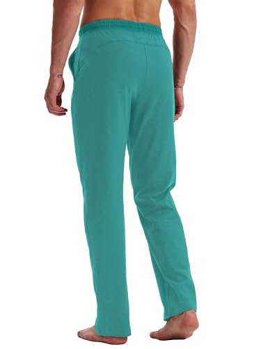 Willit Men's Cotton Yoga Sweatpants Exercise Pants Open Bottom Athletic Lounge Pants Loose Male Sweat Pants with Pockets Stone Gray M