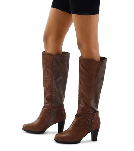 mysoft Women's Knee High Boots Chunky Heel Boots with Zipper