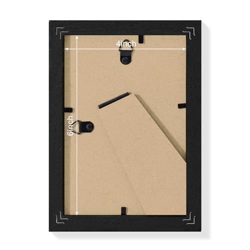 Vittanly 4x6 Picture Frame, Display Pictures 3.5x5 with Mat or 4x6 without Mat, Engineered Wood with Shatter Resistant Plexiglass, Photo Frame for Wall or Table Top Display, Rose Red, 1 Pack